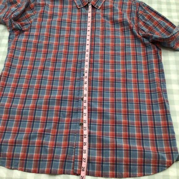Black Brown 1826 100% Cotton Plaid Button Down Shirt Men XL Red Blue - Picture 8 of 12